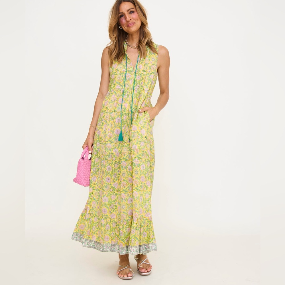 SLV Dandelion Tassel Ruffle Maxi Dress